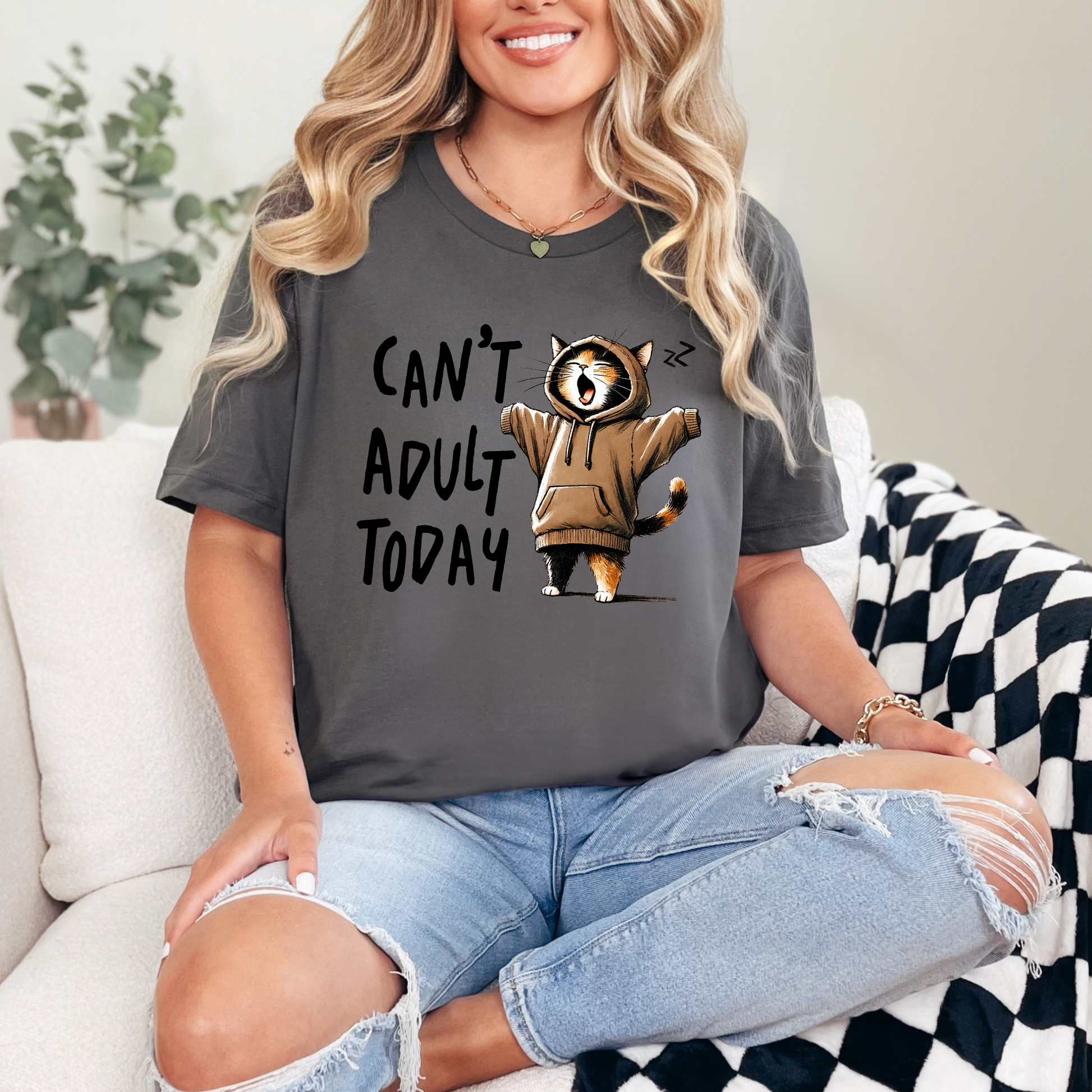Wholesale Can't Adult Today Graphic Tee - Asphalt Tee