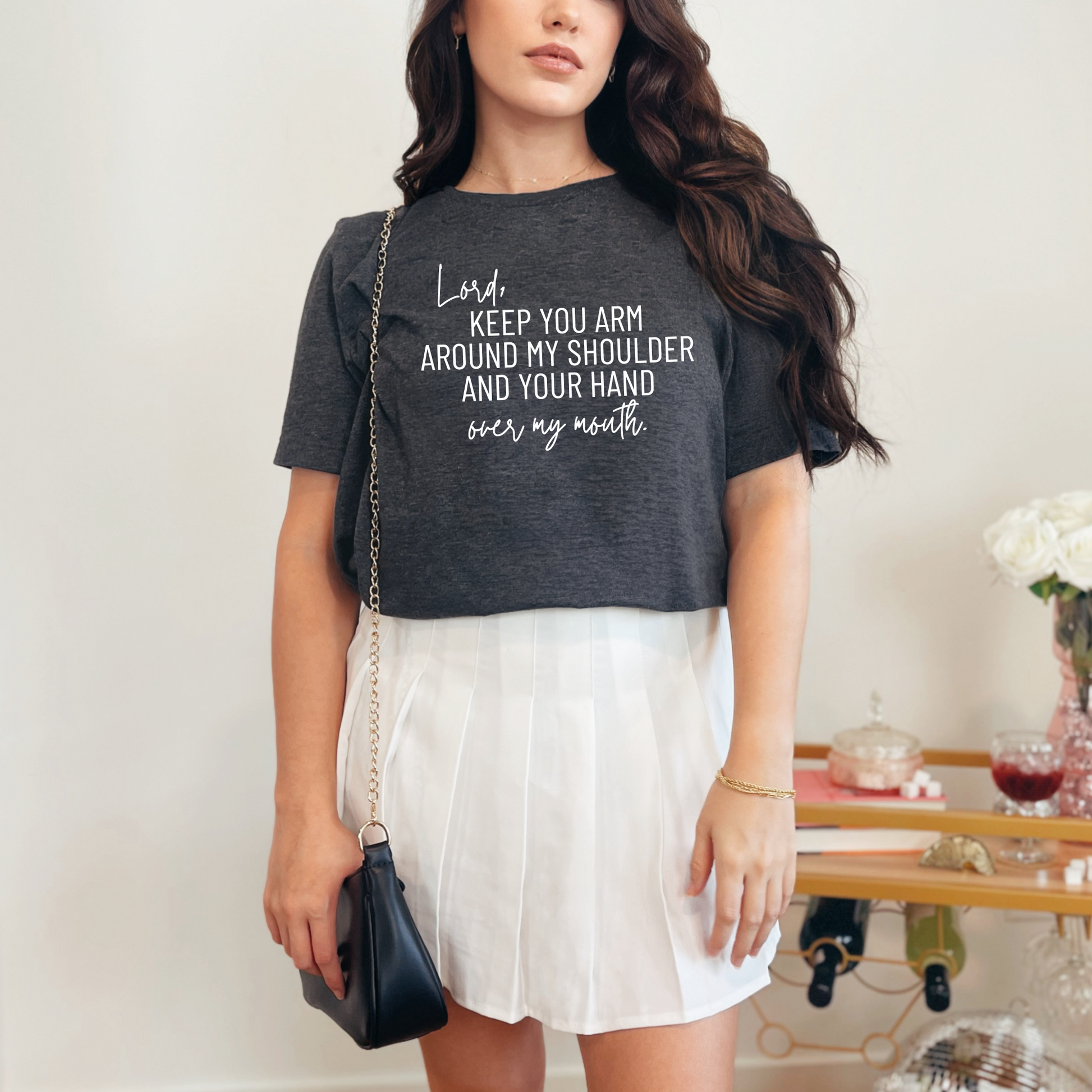 Wholesale Over my mouth Graphic Tee - Heather Charcoal Tee