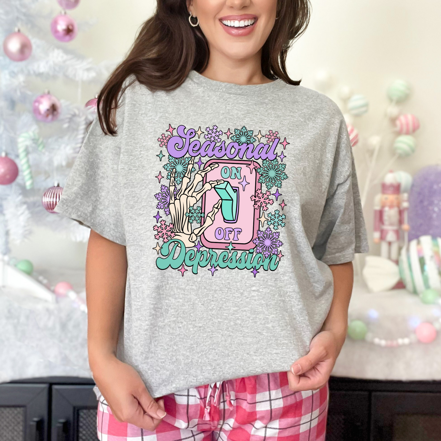 Wholesale Seasonal Depression ON Graphic Tee - Sport Grey Tee