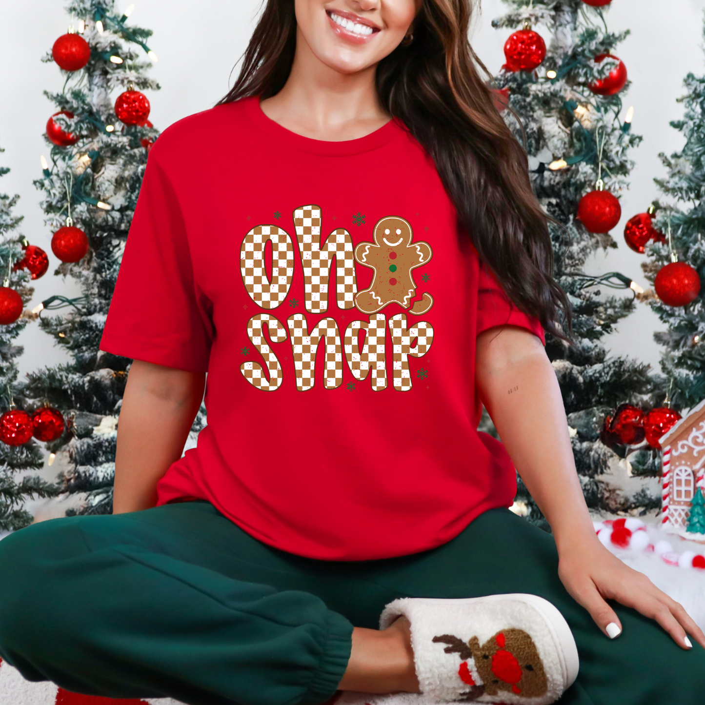 Wholesale Oh Snap Gingerbread Graphic Tee - Red Tee