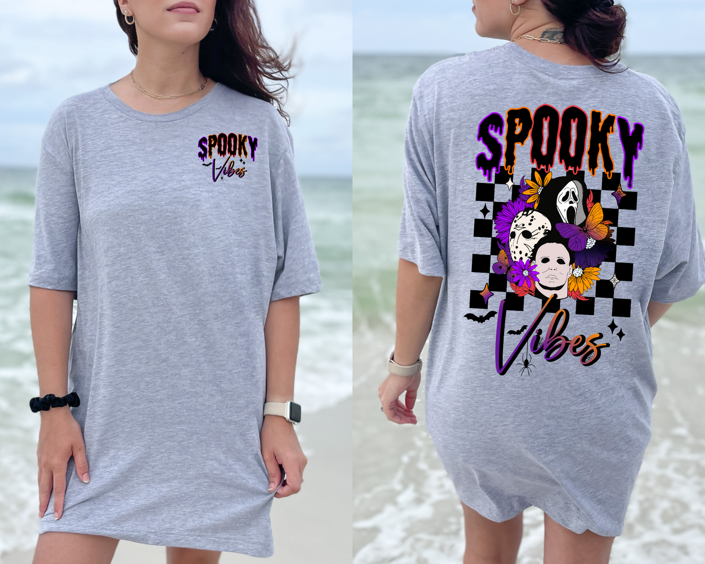 Wholesale Horror Spooky Vibes Graphic Tee - White Tee