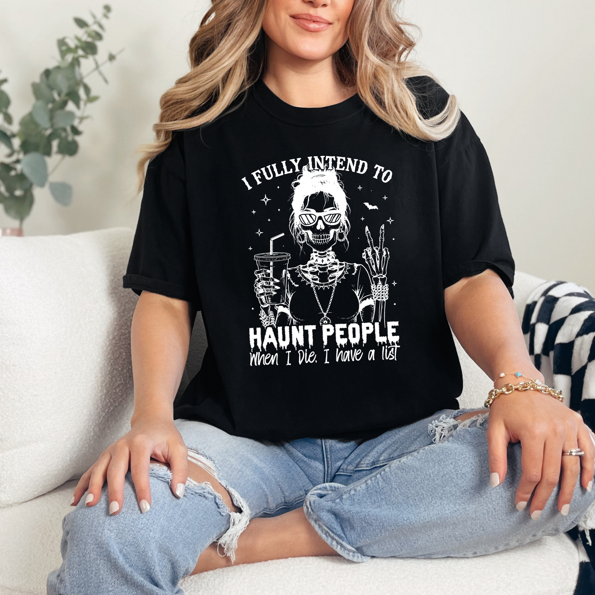 Wholesale Haunt People Graphic Tee - Black Tee