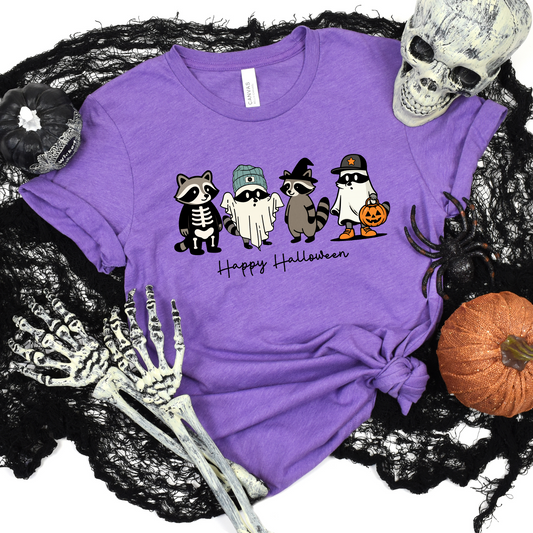 Wholesale Racoon Halloween Graphic Tee or Sweatshirt - Heather Team Purple Tee