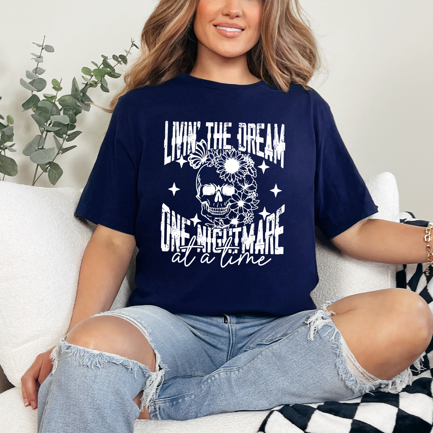 Wholesale Livin the Dream Graphic Tee - Navy Tee