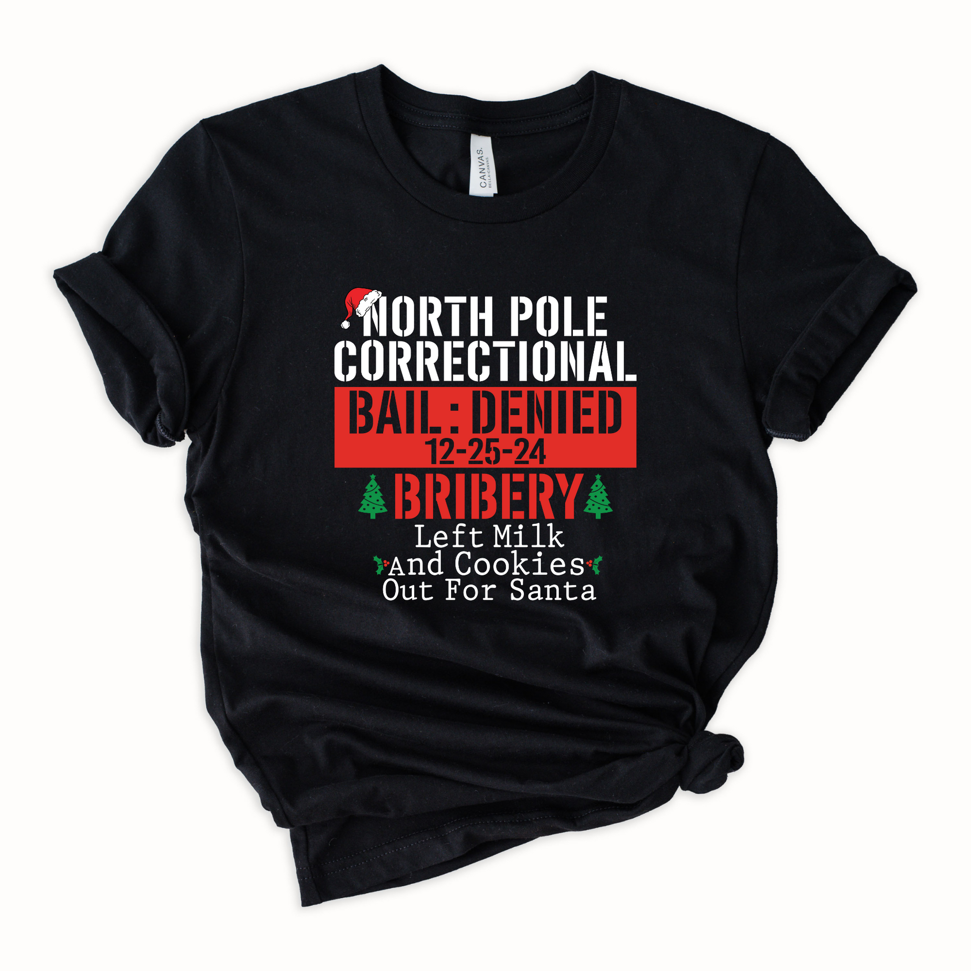 Wholesale North Pole Correctional Bribery Graphic Tee - Black Tee