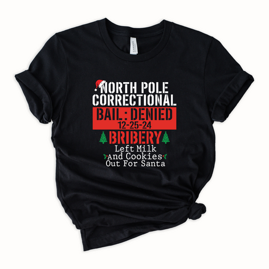Wholesale North Pole Correctional Bribery Graphic Tee - Black Tee