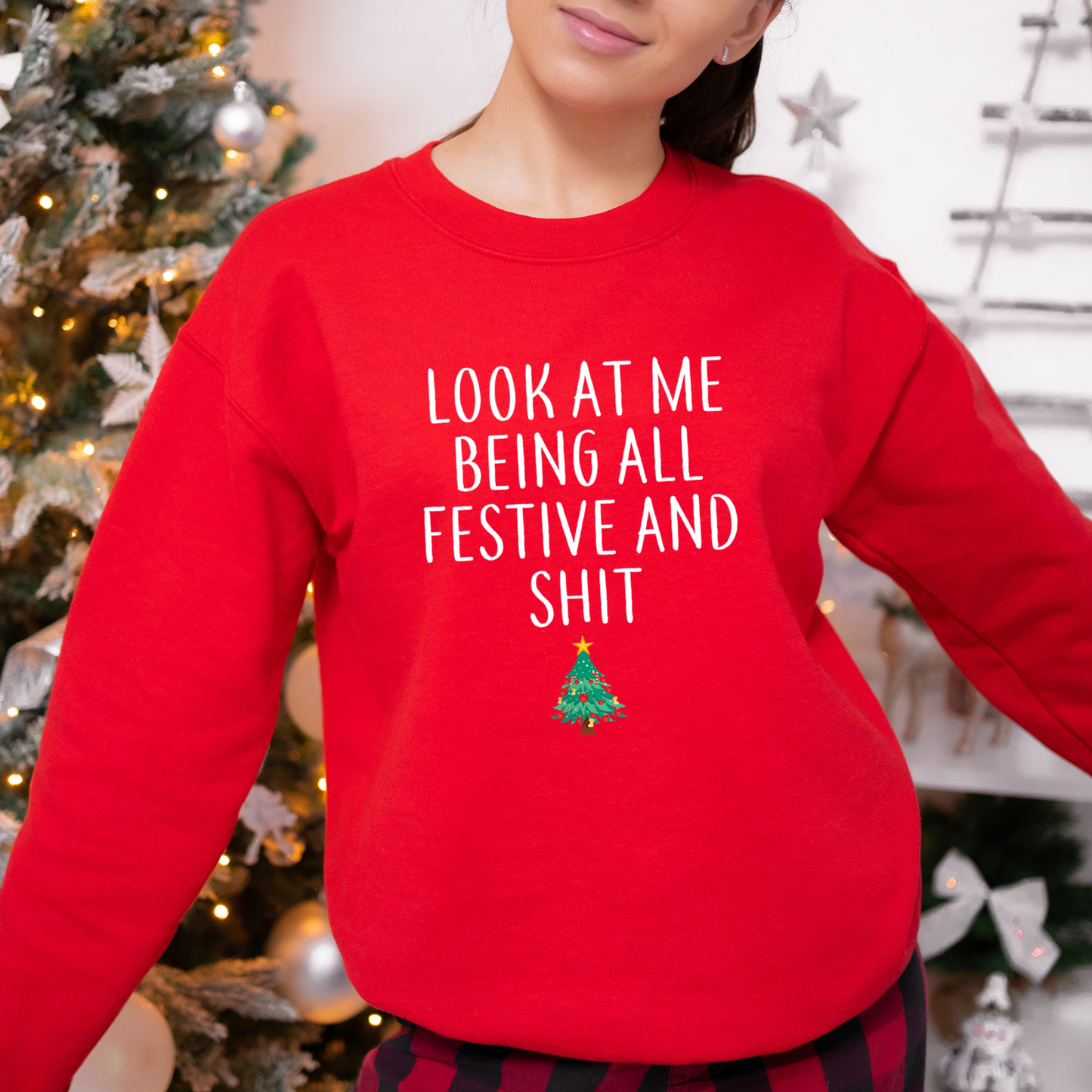 Wholesale All festive and shit Graphic Tee - Red Sweatshirt