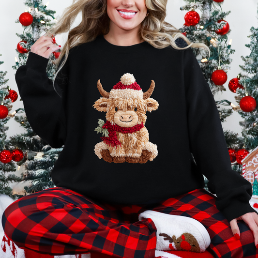 Wholesale Yarn Highland Cow Sweatshirt - Black Sweatshirt
