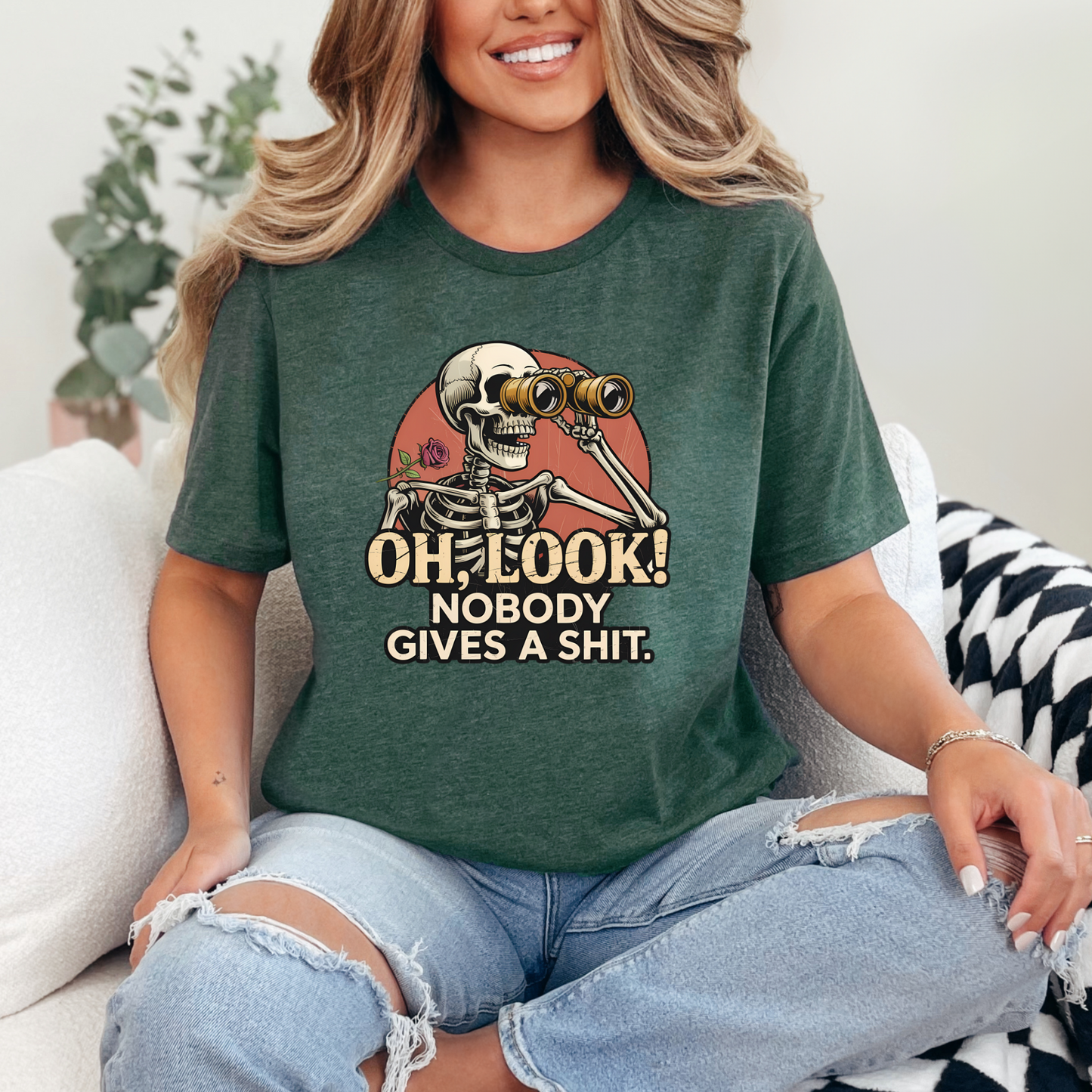 Wholesale Oh Look Nobody Graphic Tee - Heather Forest Tee