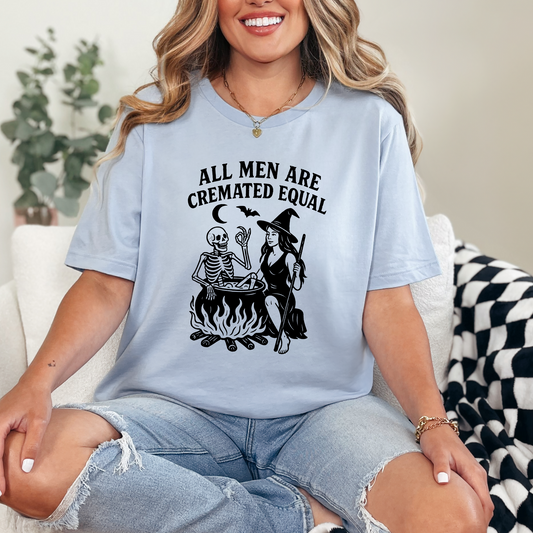 Wholesale All Men are Cremated Equal Graphic Tee - Baby Blue Tee