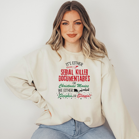 Wholesale Sleighin or Slayin Sweatshirt or Graphic Tee - Sand Sweatshirt