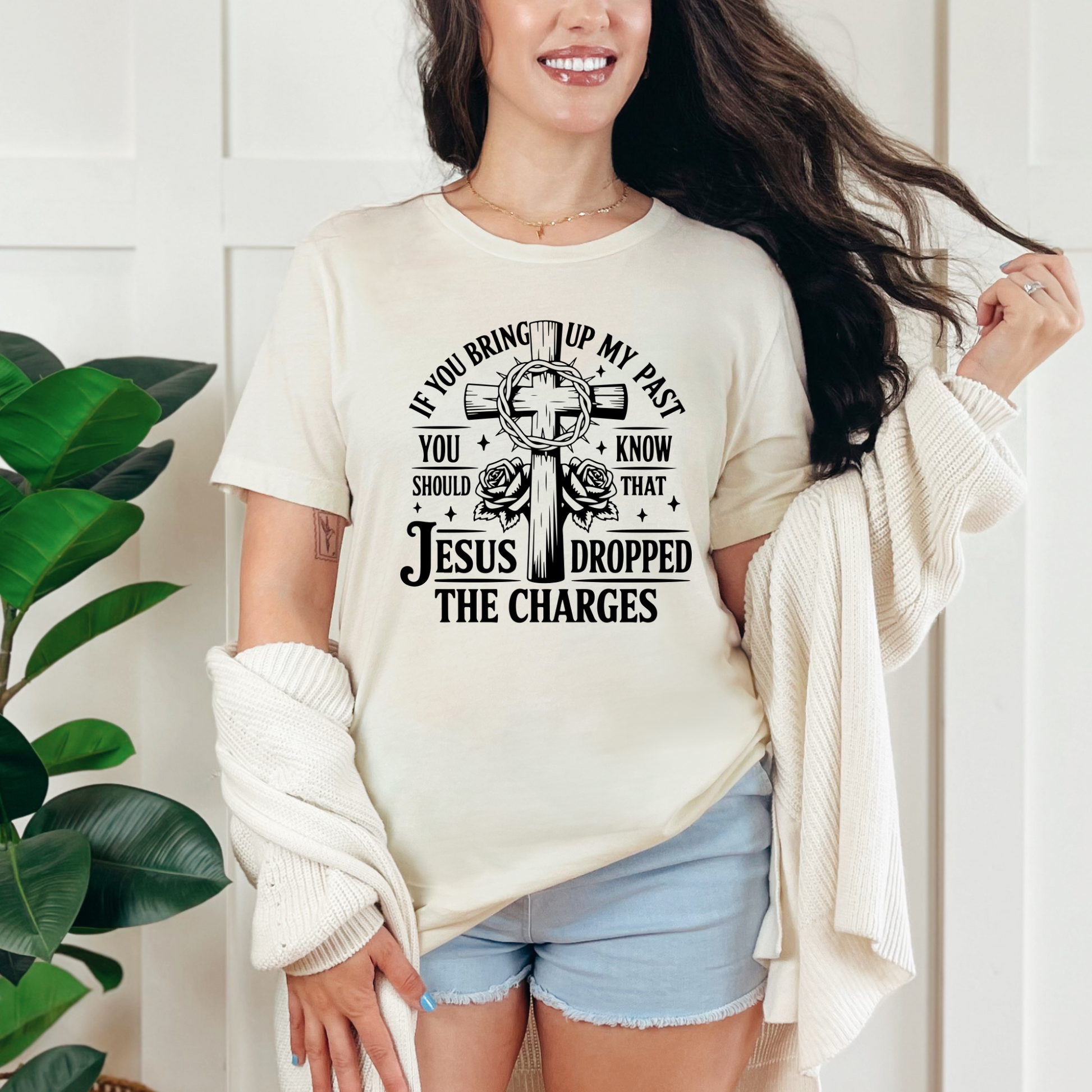 Wholesale Jesus Dropped the Charges Graphic Tee - Natural Tee