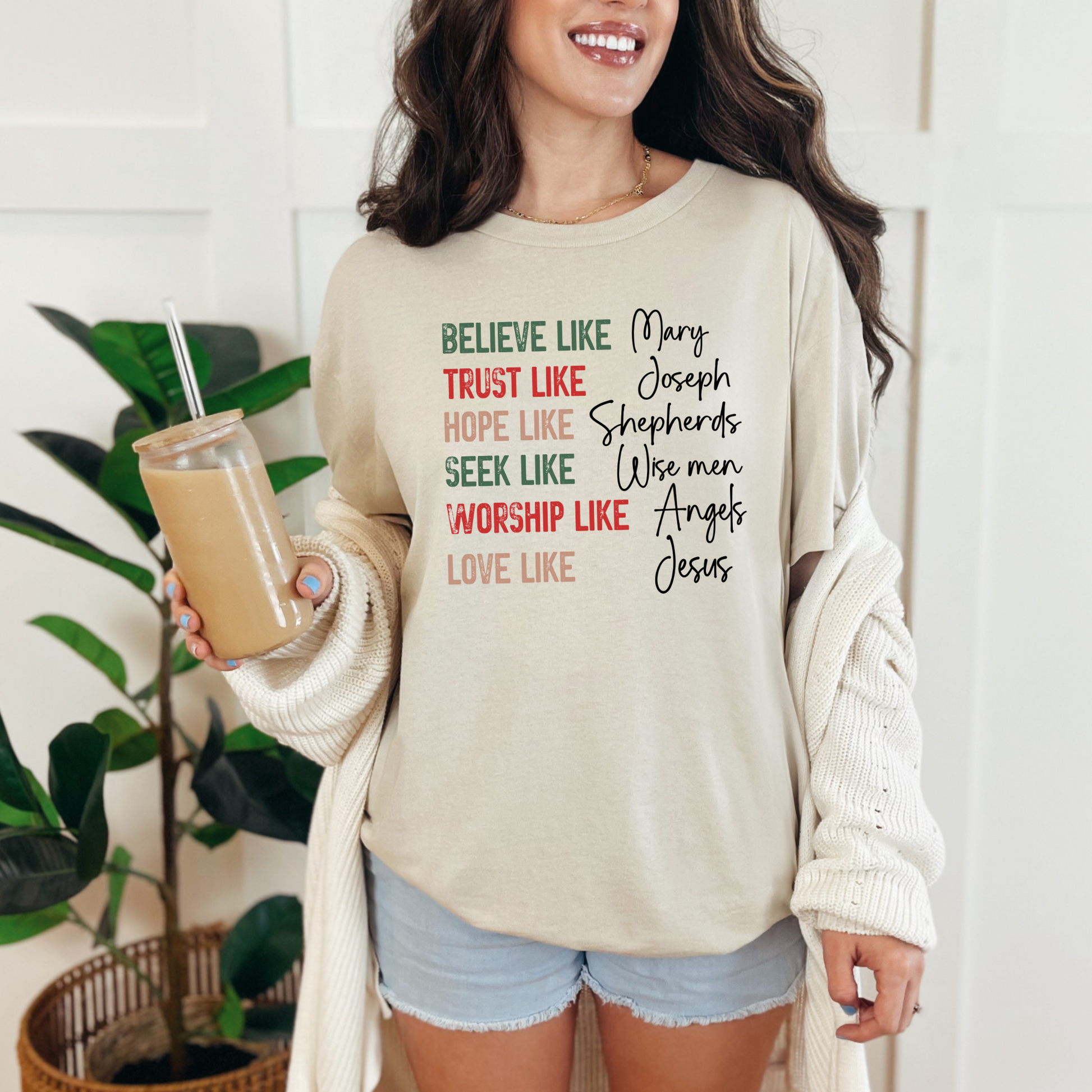 Wholesale Believe Like Mary Graphic Tee - Natural Tee