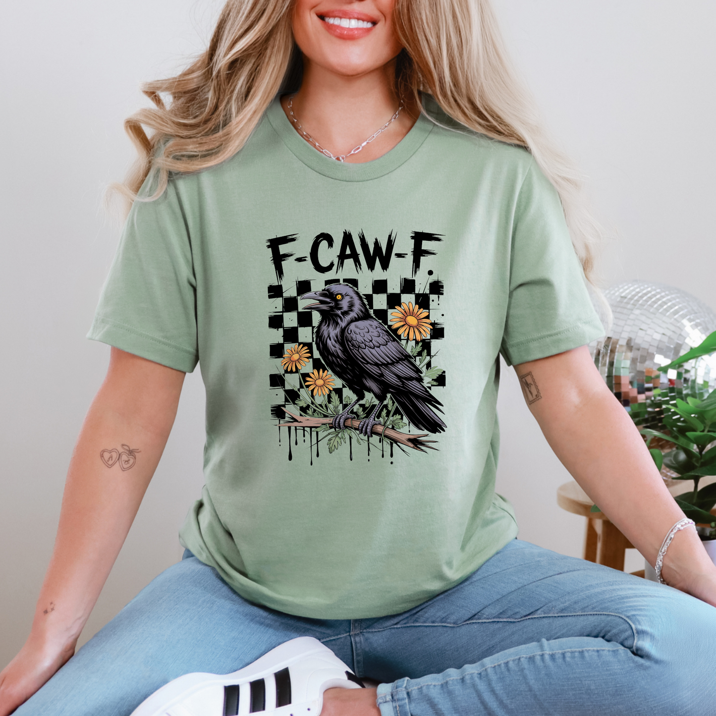 Wholesale F Caw F Graphic Tee - Sage Tee