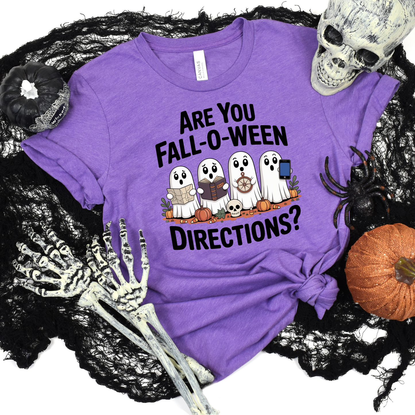 Wholesale Falloween Directions Graphic Tee - Heather Team Purple Tee