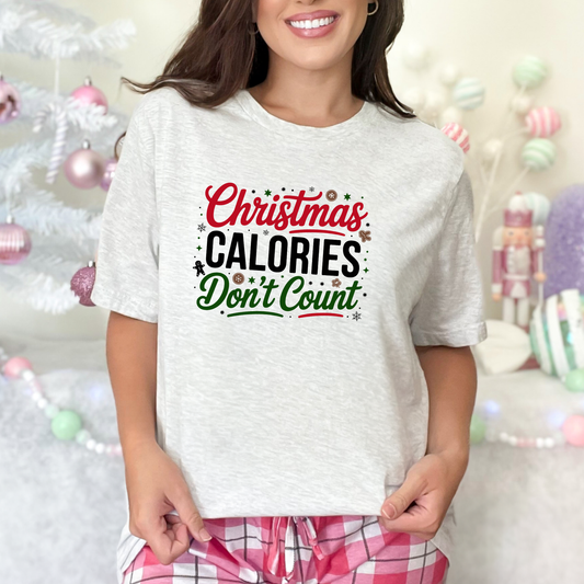 Wholesale Christmas Calories Don't Count Graphic Tee - Ash Tee