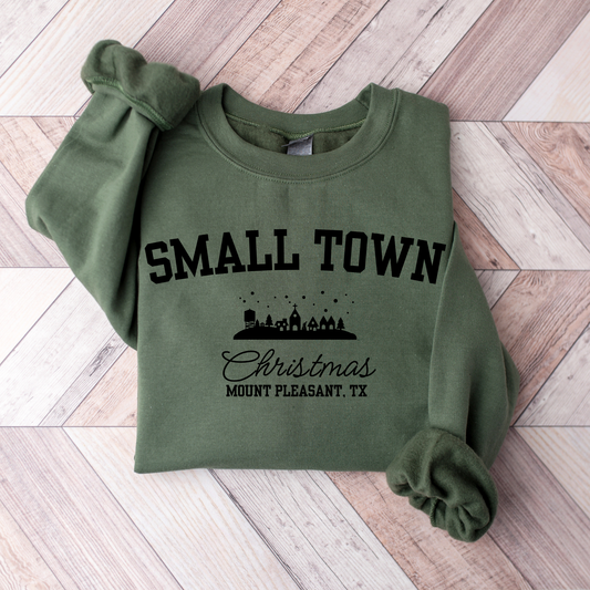 Wholesale Small Town Christmas Custom - Military Green Sweatshirt