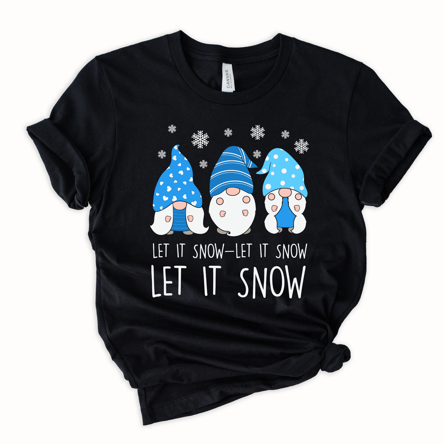 Wholesale Let it snow Gnomes Graphic Tee - Black Tee