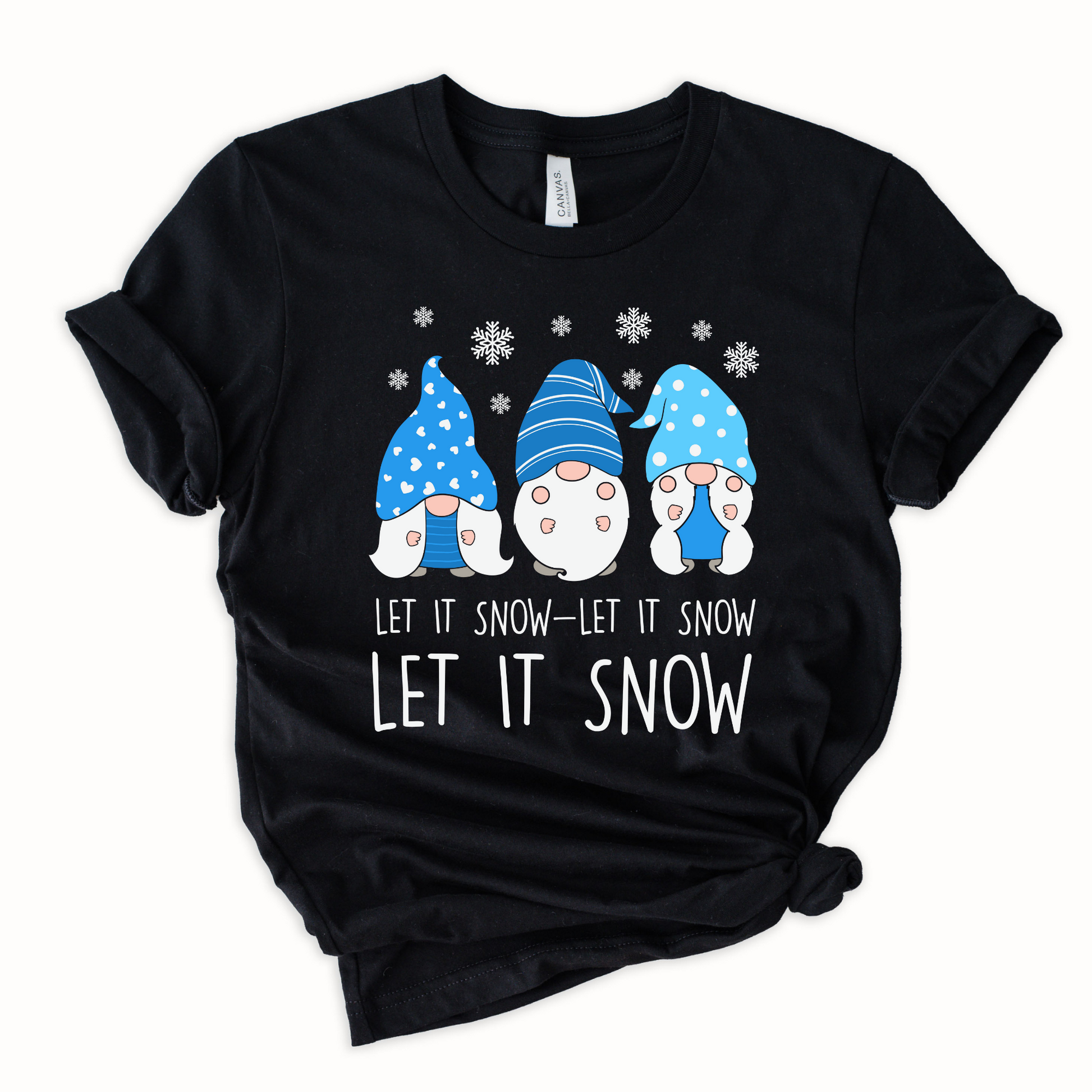 Wholesale Let it snow Gnomes Graphic Tee - Black Tee