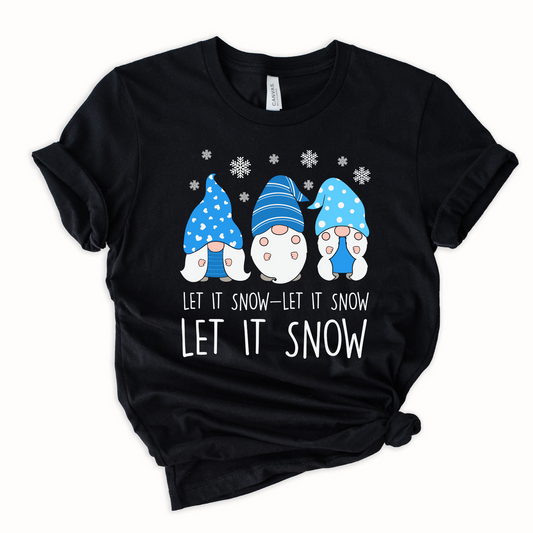 Wholesale Let it snow Gnomes Graphic Tee - Black Tee