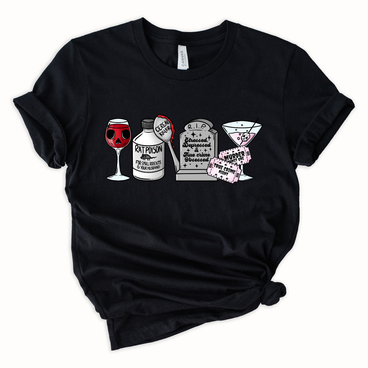 Wholesale All Things True Crime Graphic Tee - Black Sweatshirt