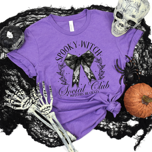 Wholesale Spooky Witch Social Club Graphic Tee - Heather Team Purple Tee