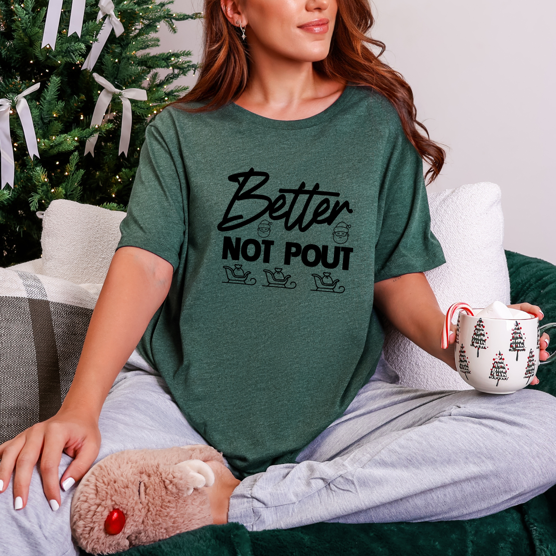Wholesale Better Not Pout Graphic Tee - Heather Forest Tee
