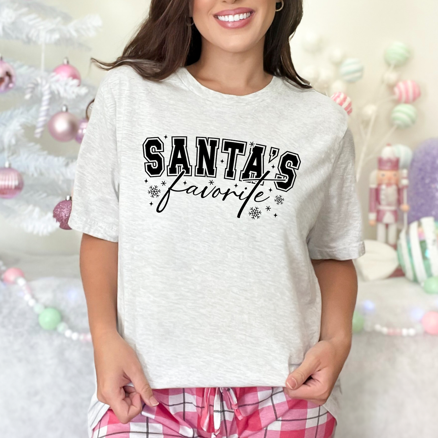 Wholesale Santa's Favorite Graphic Tee - Ash Tee