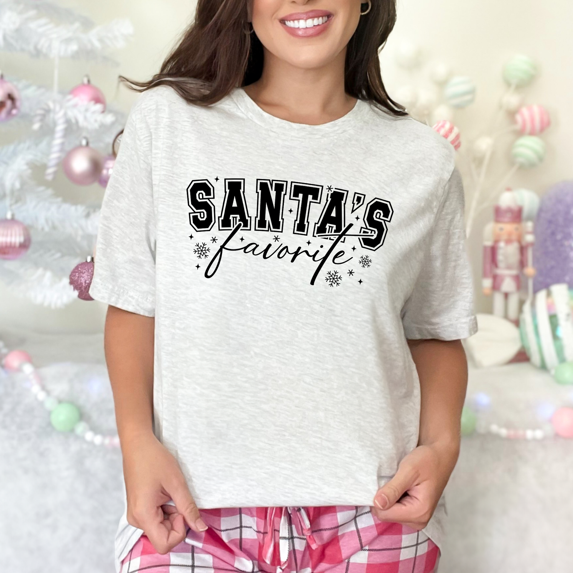 Wholesale Santa's Favorite Graphic Tee - Ash Tee