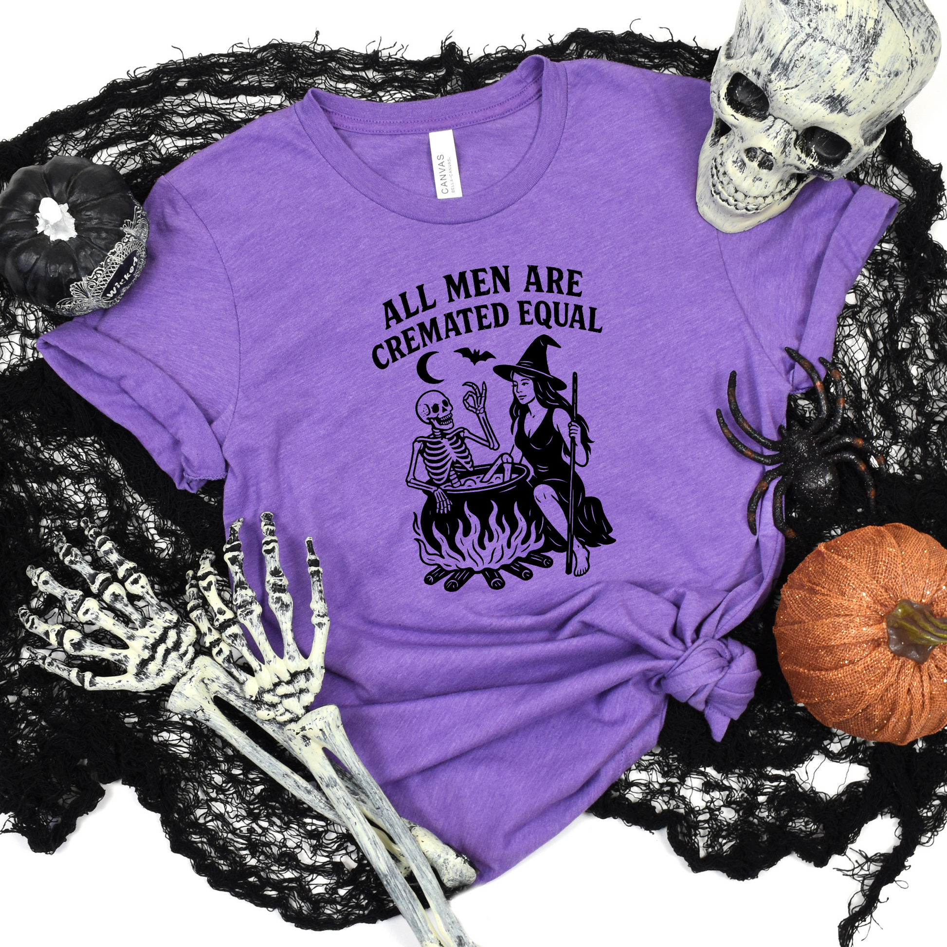 Wholesale All Men are Cremated Equal Graphic Tee - Heather Team Purple Tee