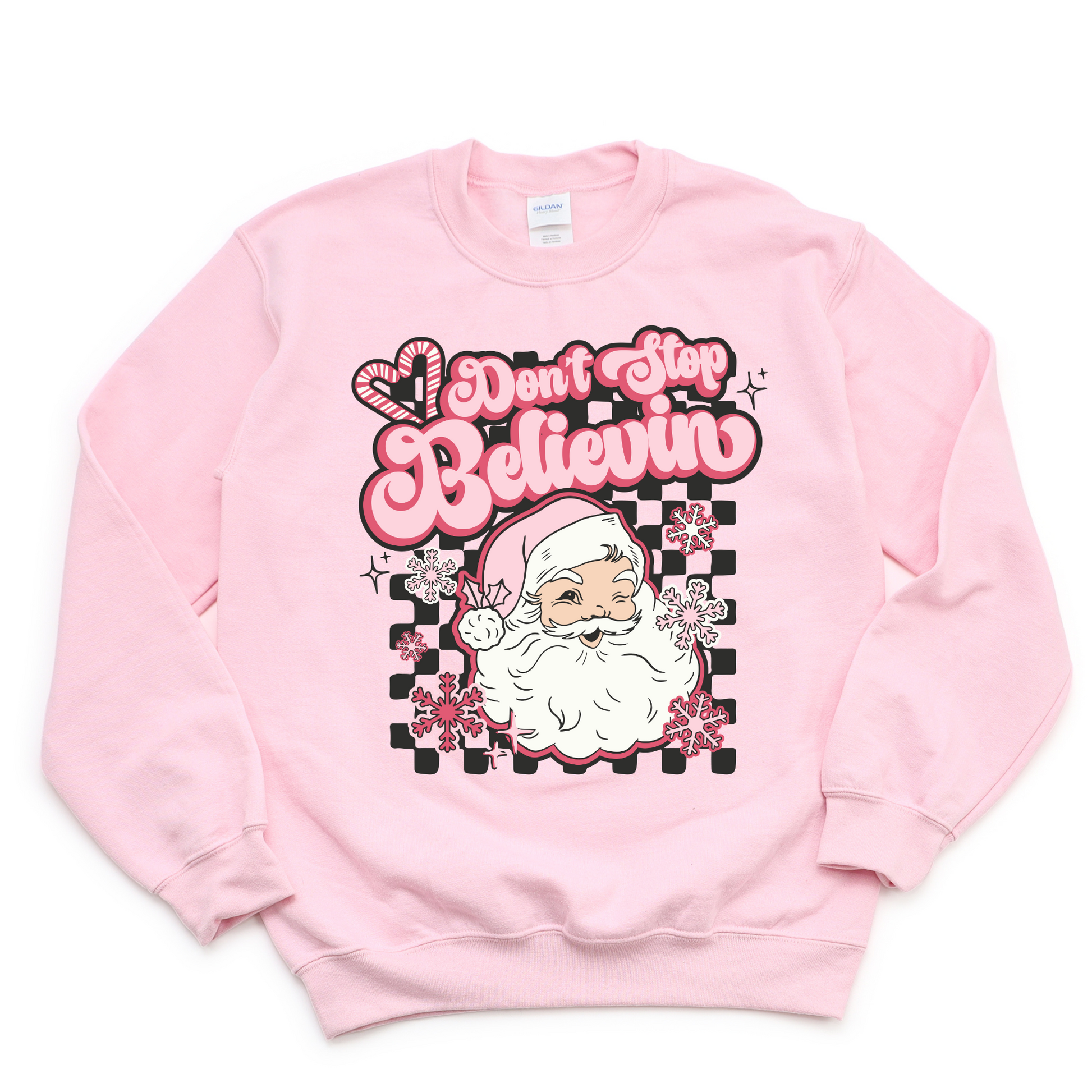 Wholesale Pink Santa Don't Stop Sweatshirt - Light Pink Sweatshirt