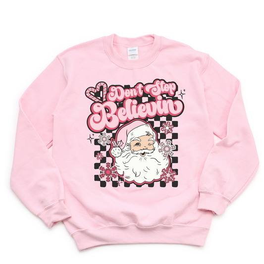 Wholesale Pink Santa Don't Stop Sweatshirt - Light Pink Sweatshirt