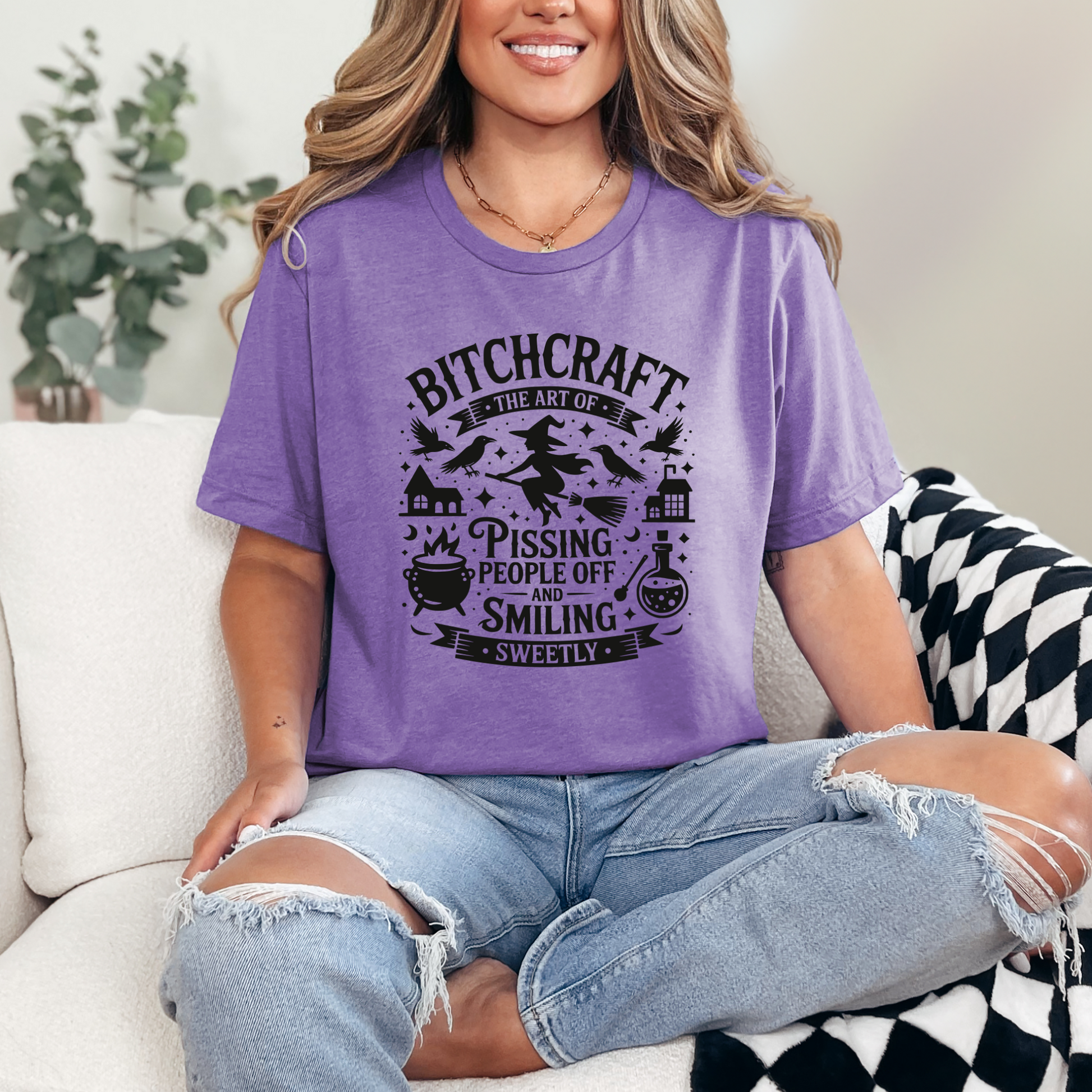 Wholesale Bitchcraft Graphic Tee or Sweatshirt - Heather Team Purple Tee