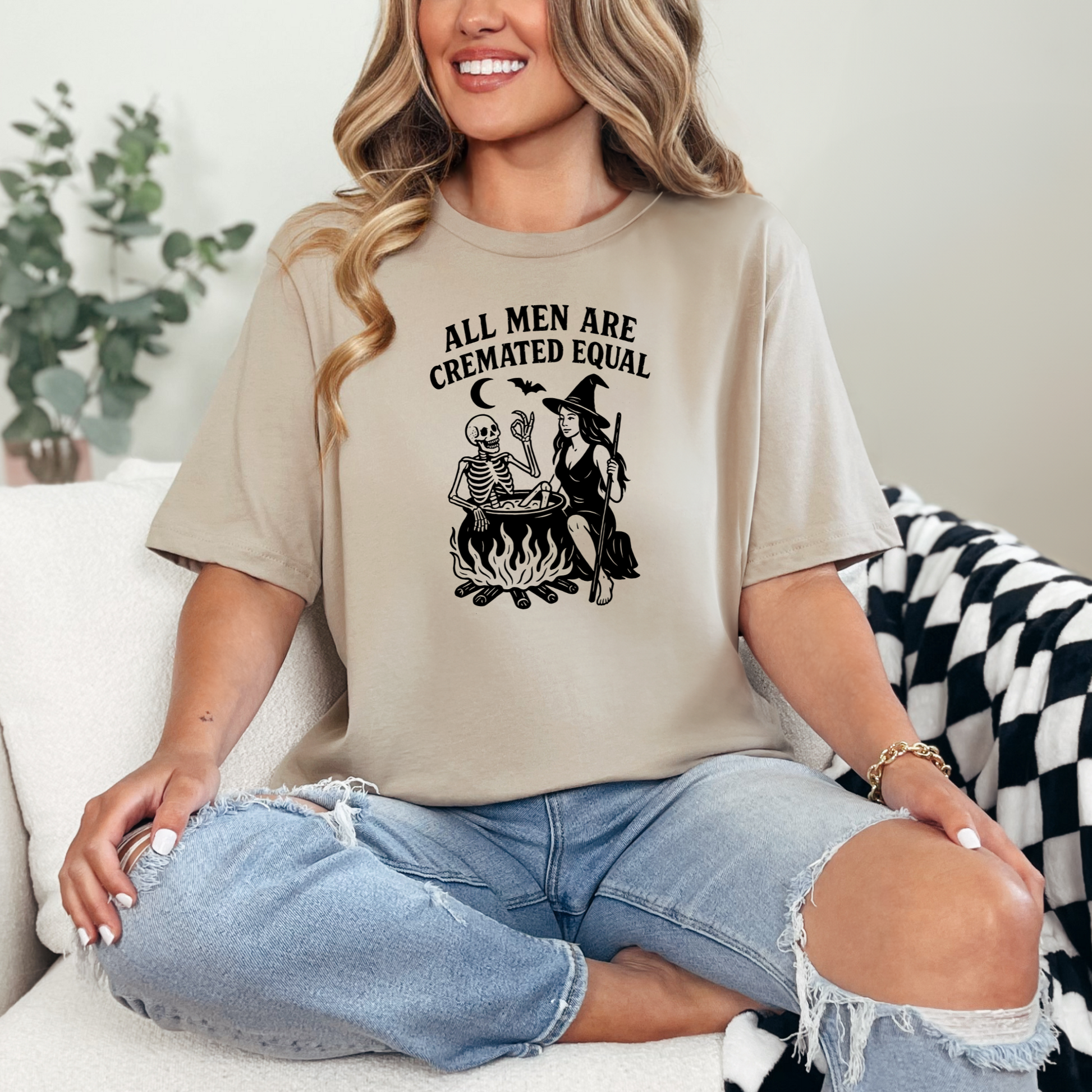 Wholesale All Men are Cremated Equal Graphic Tee - Tan Tee