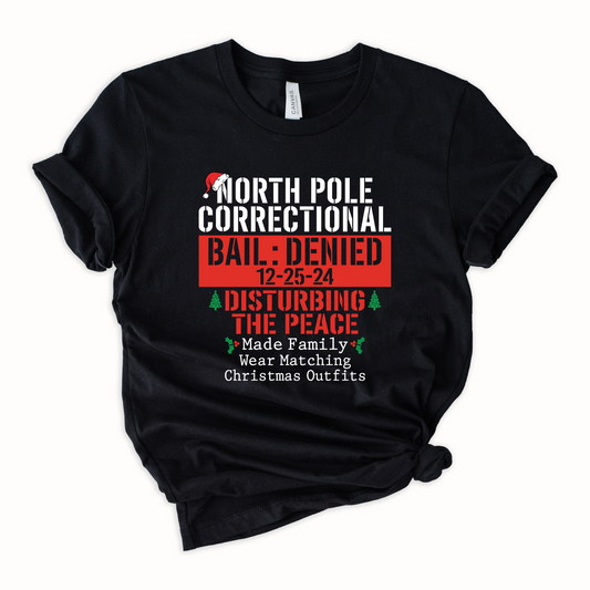 Wholesale North Pole Correctional Disturbing the peace Graphic Tee - Black Tee