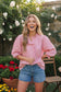 Pretty in Pink Puff Sleeve Button Top