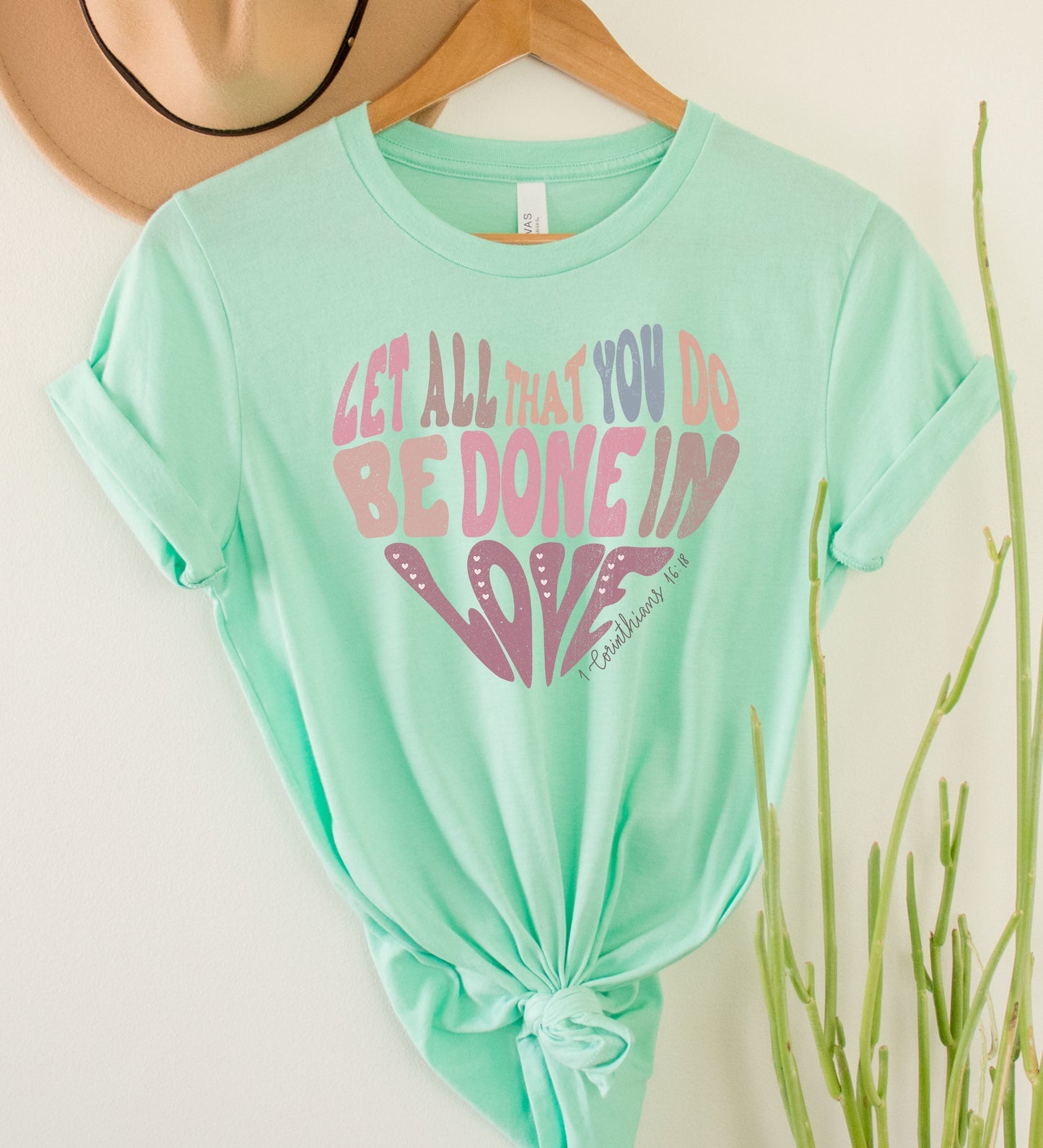 Wholesale Be Done in Love Graphic Tee - Mint
