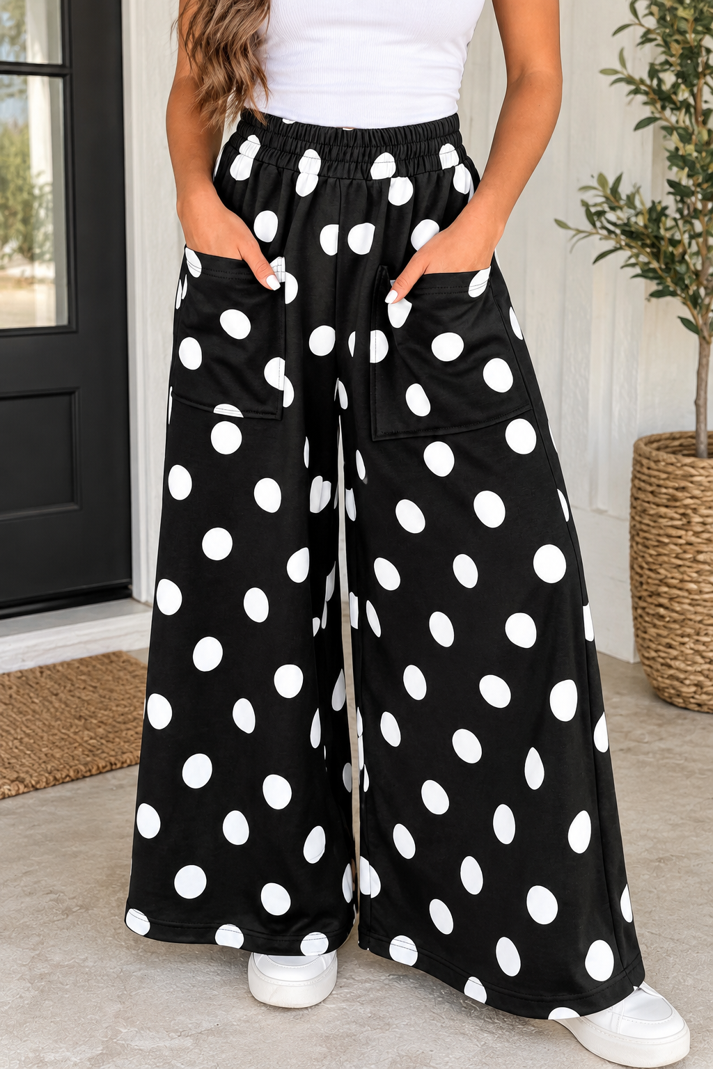 Dotting Around Wide Leg Pants