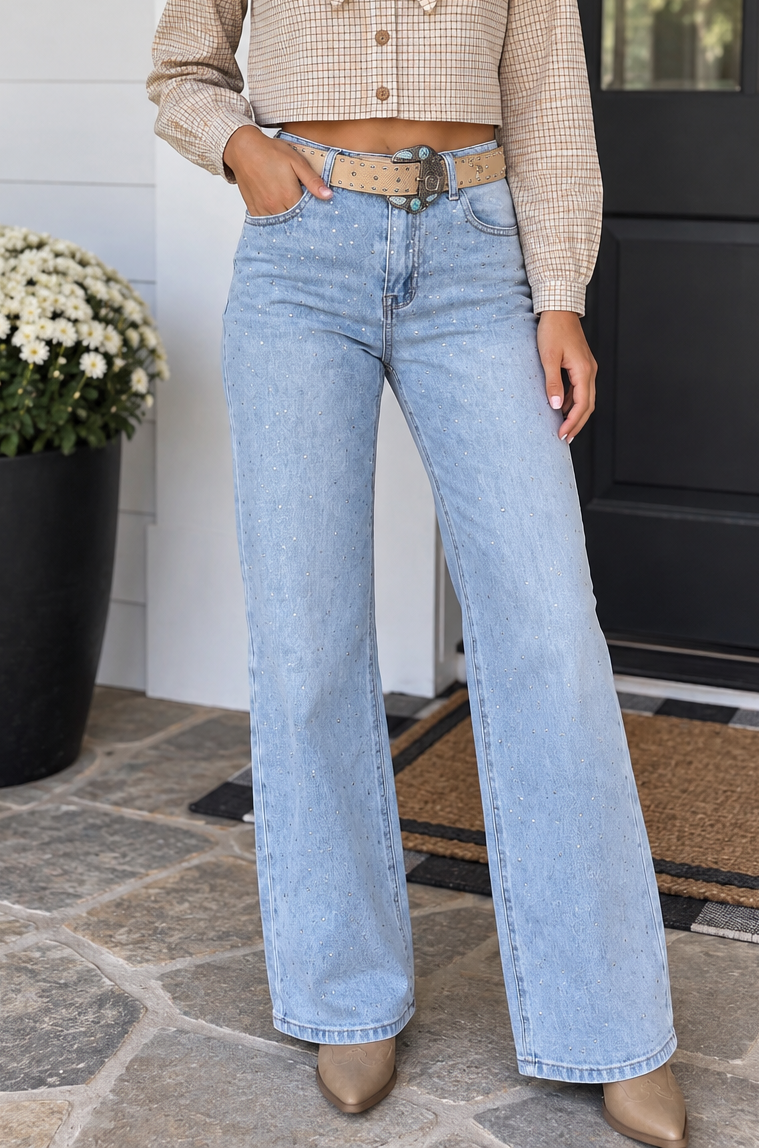 Saddle Up & Sparkle Wide-Leg Jeans