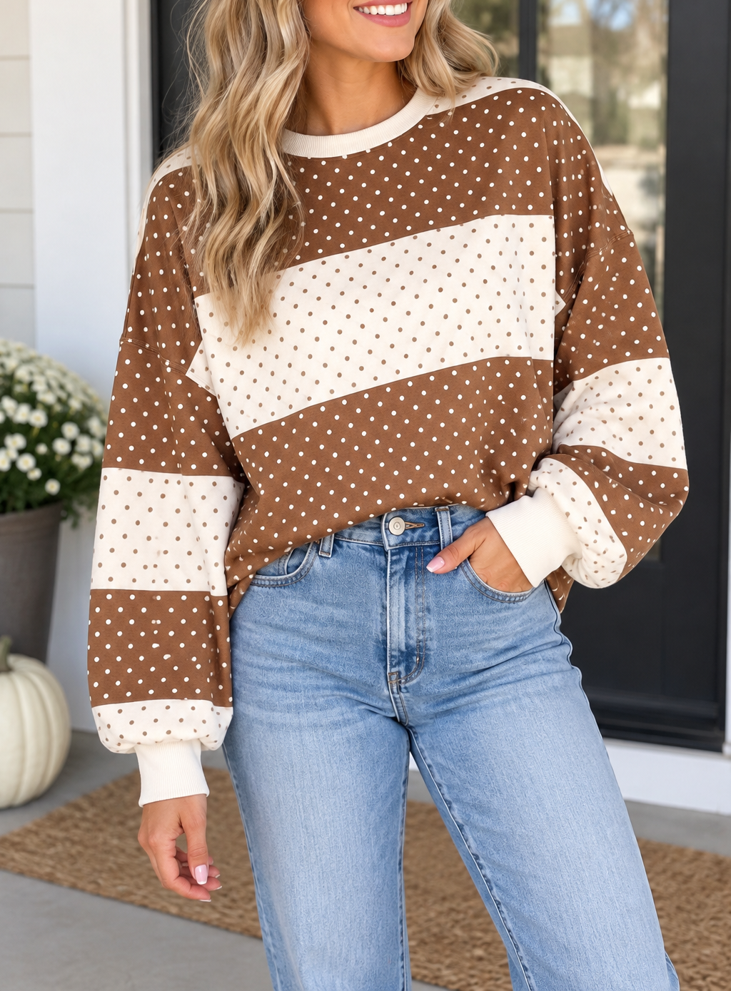 Sweet Tea Polka Dot Top — Plus