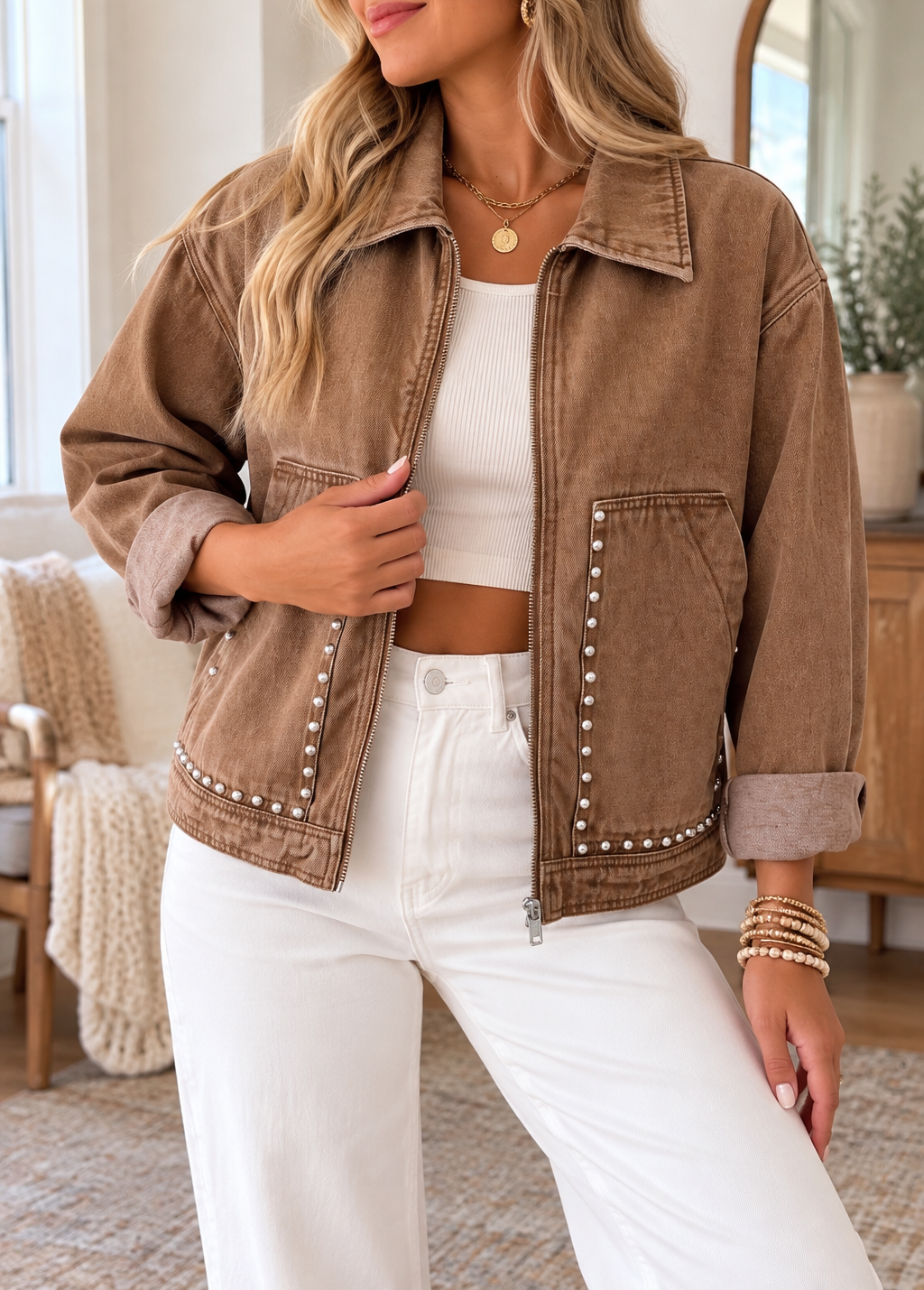 Saddle Creek Studded Denim Jacket