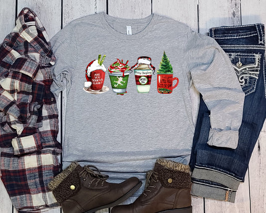 Wholesale Clark Christmas Coffee Graphic Tee - Heather Grey