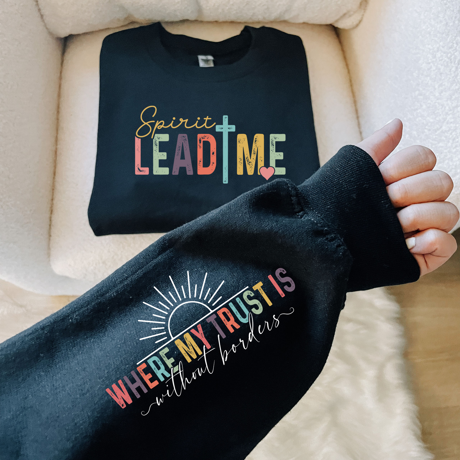 Wholesale Colorful Spirit Lead Me - Black Sweatshirt