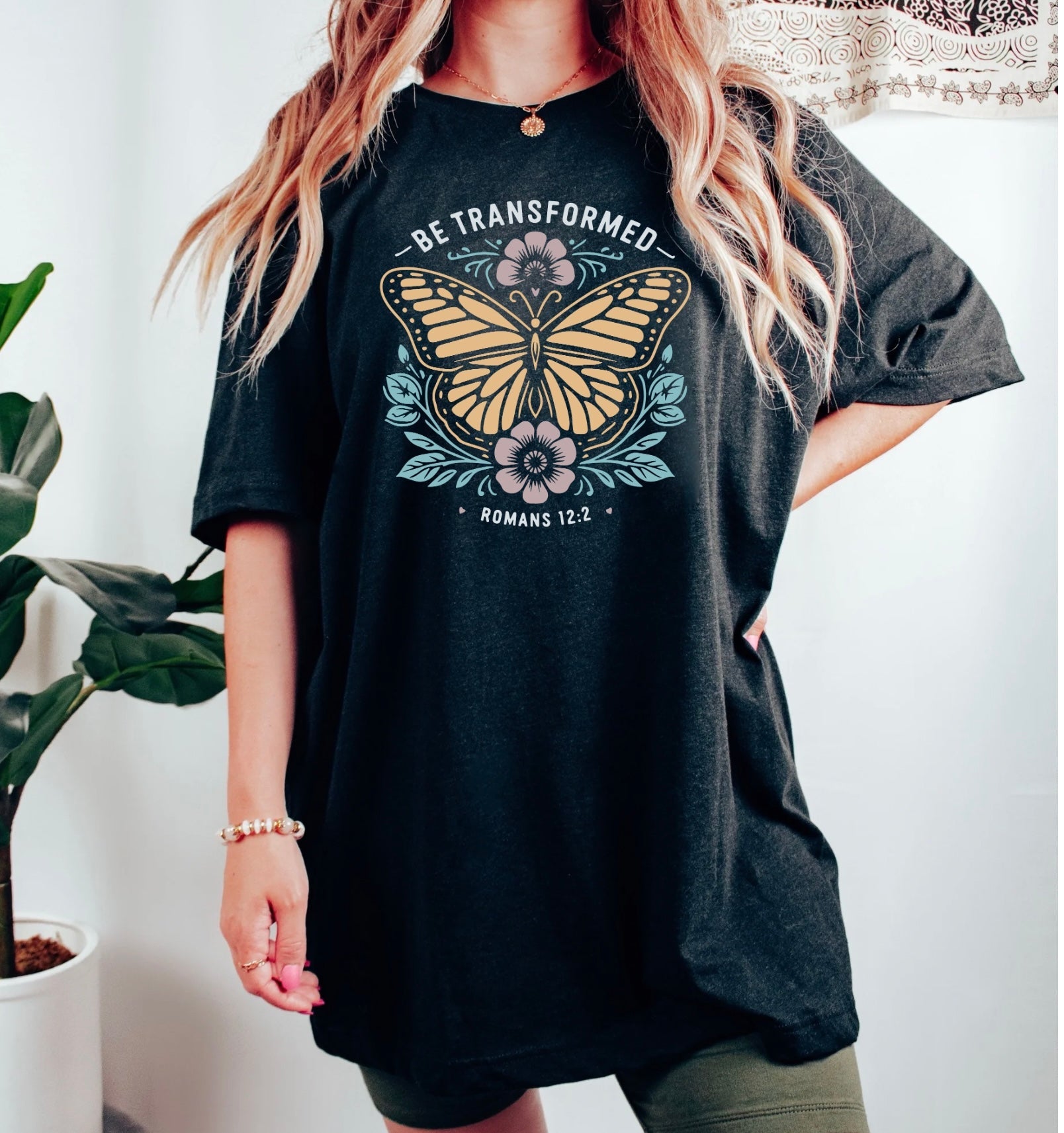Wholesale Be Transformed Graphic Tee - Black Tee
