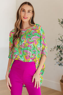  Essential Blouse in Painted Green and Pink