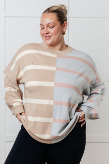  Exceptional Thought Striped Patchwork Sweater