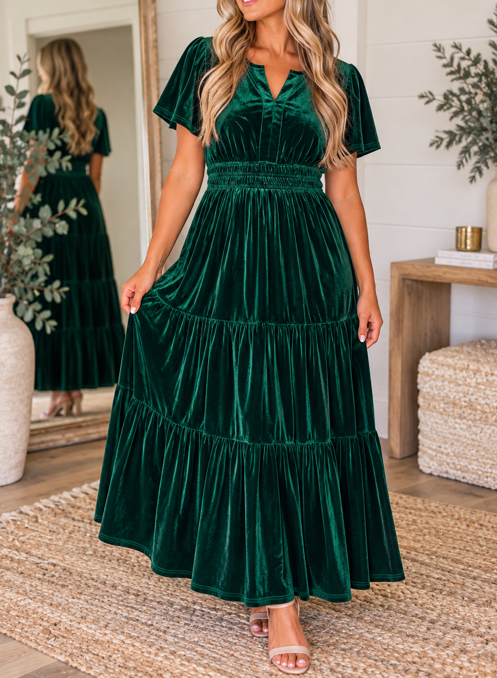 Evergreen Elegance Velvet Dress — Plus