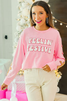  Feelin Festive Pink Sweater