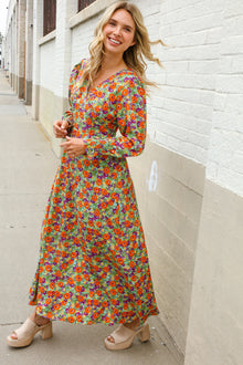  Dazzle in Silky Sage & Coral Floral  Maxi