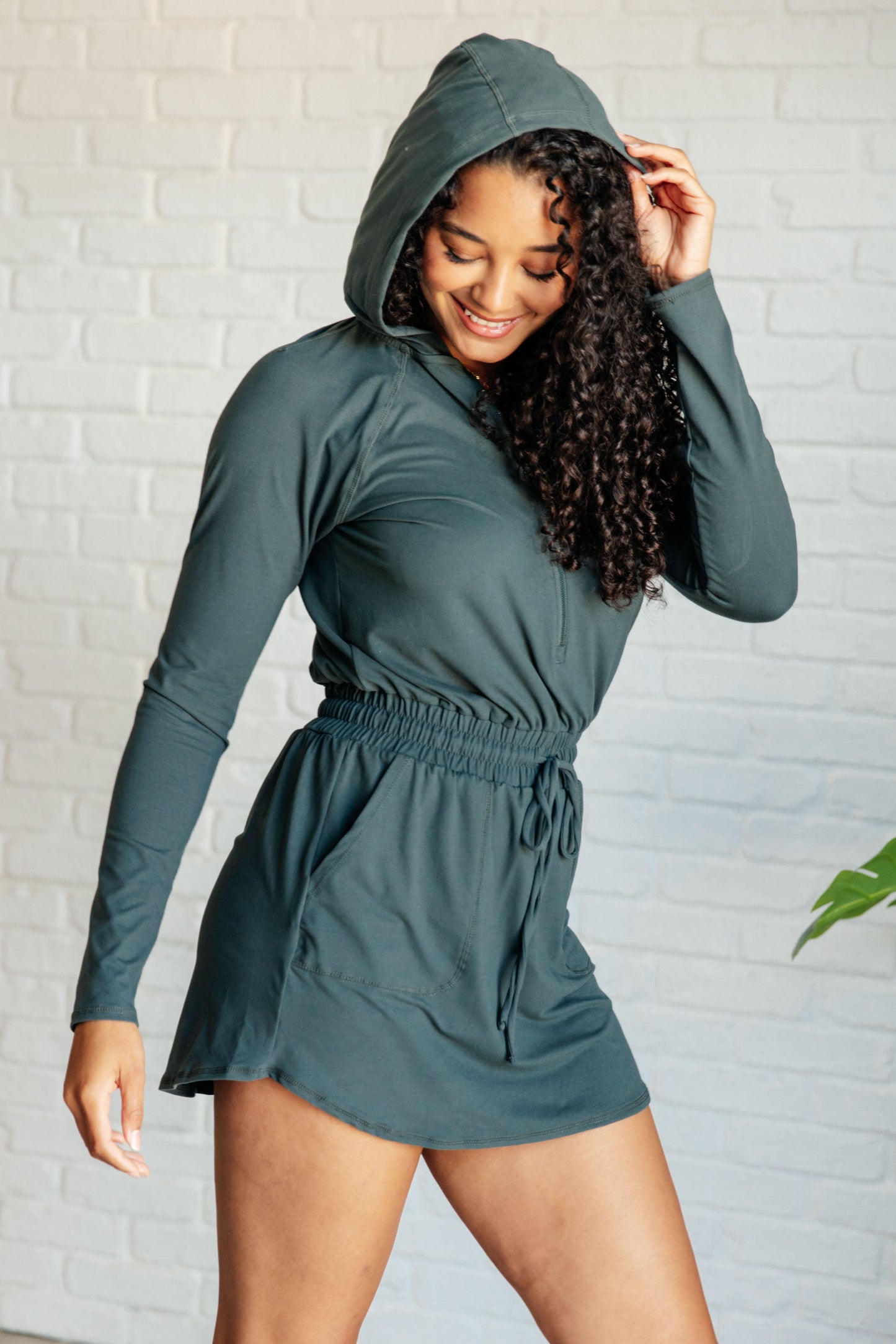 Getting Out Romper in Smoked Spruce